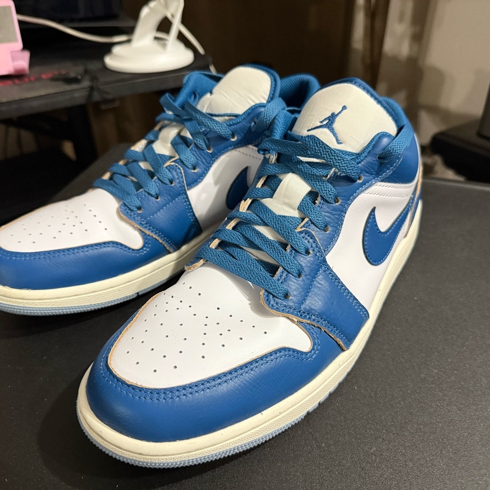 Jordan Blue and White Leather Sneakers